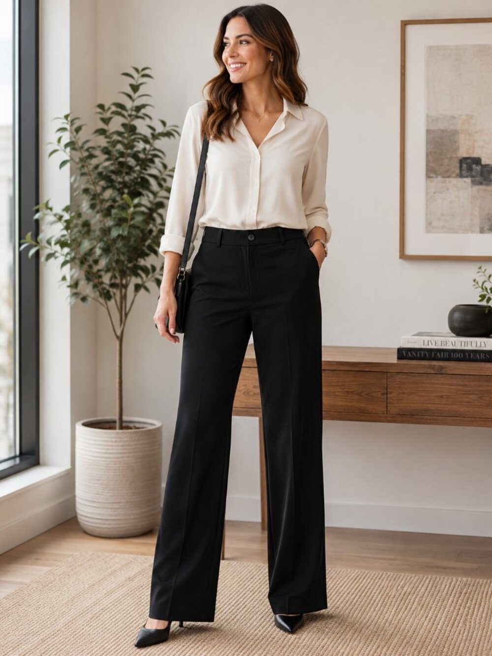 Banana Republic Jackson Fit Black Stretch Trouser Pants Womens Size 6 1359